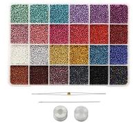 Bala&Fillic 11/0 Perles de rocaille, 24 couleurs 14400 pièces dans une boîte, petites perles pour la fabrication de bracelets, boucles d'oreilles, bracelets de cheville