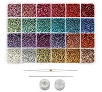 Bala&Fillic 11/0 perles de rocaille de pour la fabrication de boucles d'oreilles, 24 couleurs 14400 pièces dans une boîte de minuscules perles de rocaille avec outils de perlage