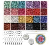 Bala&Fillic 12/0 perles de rocaille de pour la fabrication de boucles d'oreilles, 24 couleurs 14400 pièces dans une boîte de minuscules perles de rocaille avec outils de perlage