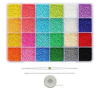 Bala&Fillic 2mm 12/0 Taille Presque Uniforme Perles de Rocailles pour Faire des Boucles d'Oreilles, 24 Couleurs Environ 21600pcs dans la Boîte Couleur Perle Petites Perles de Rocailles