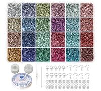 Bala&Fillic 2mm Perles de rocaille, 24 couleurs 14400 pièces dans une boîte, 12/0 petites perles pour la fabrication de bracelets, boucles d'oreilles, bracelets de cheville