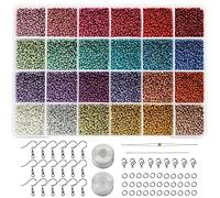 Bala&Fillic 2mm Perles de rocaille, 24 couleurs 14400 pièces dans une boîte, 12/0 petites perles pour la fabrication de bracelets, boucles d'oreilles, bracelets de cheville