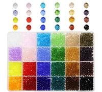 Bala&Fillic 4mm Perles de verre Briolette Rondelle perles de verre à facettes, 24 couleurs perles de cristal pour la fabrication de bijoux (Total 2400pcs)