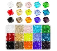 Bala&Fillic 6mm Bicone Facettes Cristal Perles de Verre pour la Fabrication de Bijoux, Briolette Rondelle à facettes Perles de Verre 15 Couleurs dans la Boîte (Total 600pcs)