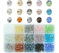 Bala&Fillic 6mm Bicone Facettes Cristal Perles de Verre pour la Fabrication de Bijoux, Briolette Rondelle à facettes Perles de Verre 15 Couleurs dans la Boîte (Total 750pcs)