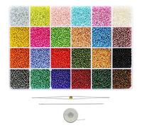 Bala&Fillic Glass Silver Lined Seed Beads 2mm, About 24000pcs in Box 24 Colors, Perles de rocaille doublées d'argent clair 12/0