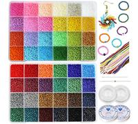 Bala&Fillic Kit Bijoux 2 mm, 48 Couleurs, 38 000 Perles Élastiques Bracelets, Boucles d'Oreilles, Colliers