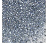 Bala&Fillic Lot de 1 200 perles de rocaille transparentes doublées en argent - 100 g - Bleu clair - 4 mm - Perles en verre à enfiler pour la fabrication de bijoux (bleu clair)