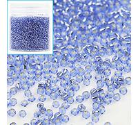 Bala&Fillic Lot de 10 000 perles de rocaille en verre 12/0 - Bleu transparent - Doublure argentée - Environ 10 000 pièces/110 g