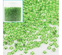Bala&Fillic Lot de 10 000 perles de rocaille en verre transparent avec doublure argentée, environ 10 000 pièces/110 g (vert)