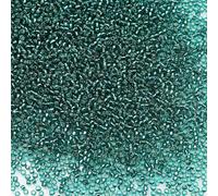 Bala&Fillic Lot de 10 000 perles de rocaille transparentes doublées en argent - 110 g - Bleu paon - 2 mm - Perles en verre à enfiler pour la fabrication de bijoux (bleu paon)