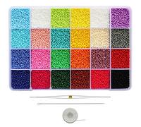 Bala&Fillic Lot de 21600 petites perles de rocaille en verre de 2 mm de taille presque uniforme 12/0 pour la fabrication de bijoux (900 pièces/couleur, 24 couleurs)