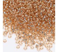 Bala&Fillic Lot de 3 600 perles de rocaille transparentes doublées en argent 8/0 - 100 g - Champagne - Perles en verre de 3 mm à enfiler pour la fabrication de bijoux (champagne)