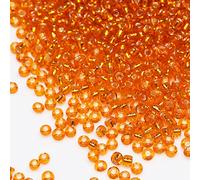 Bala&Fillic Lot de 3600 perles de rocaille 8/0 transparentes doublées en argent - 100 g - Perles en verre orange de 3 mm à enfiler pour la fabrication de bijoux (orange)