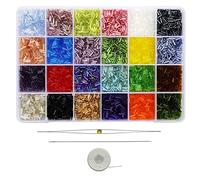 Bala&Fillic Perles de clairon en verre 24 couleurs environ 7200 pièces dans une boîte, perles de tube de longueur 6mm pour la fabrication de bijoux