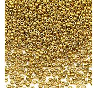 Bala&Fillic perles de rocaille 3mm Doré couleur 3600pcs/100 Grammes, 8/0 perles de verre pour la fabrication de bracelets, colliers et boucles d'oreilles (Doré)