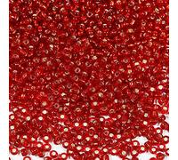 Bala&Fillic perles de rocaille 3mm Rouge-Argent couleur, 3600pcs/100Grammes,8/0 perles de verre pour fabrication de bracelets, colliers et boucles d'oreilles (Rouge-Argent)