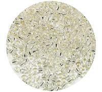 Bala&Fillic Perles de Rocaille 4mm Transparent Argent Couleur 1200pcs/100Grammes, Perles de Verre 6/0 Pour la Fabrication de Bracelets et de Colliers (Transparent Argent)