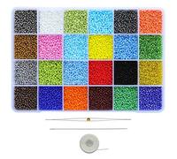 Bala&Fillic perles de rocaille en verre 11/0 perles de rocaille 24 couleurs environ 15600 pièces dans une boîte pour la fabrication de bijoux