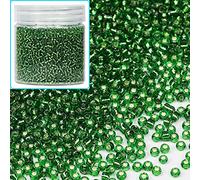 Bala&Fillic Perles de rocaille en verre argenté 12/0 de 2 mm, couleur verte, environ 10 000 pièces/110 g dans une boîte (vert B - Taille 2 mm)