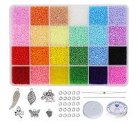 Bala&Fillic Size 2mm Glass Seed Beads About 21600pcs in Box, 12/0 Small Craft Seed Beads for Jewelry Making 24 Colors petites perles de rocaille pour la fabrication de bijoux