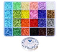 Bala&Fillic Taille 11/0 Perles de rocaille en verre 24 couleurs Environ 14400 pièces dans une boîte Petites perles de rocaille pour la fabrication de bracelets