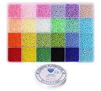 Bala&Fillic Taille 11/0 Perles de rocaille en verre 24 couleurs Environ 14400 pièces dans une boîte Petites perles de rocaille pour la fabrication de bracelets de bijoux