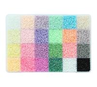 Bala&Fillic Taille 11/0 Perles de rocaille en verre 24 couleurs Environ 14400 pièces dans une boîte Petites perles de rocaille pour la fabrication de bracelets de bijoux