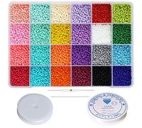 Bala&Fillic Taille 3mm Perles de rocaille Environ 8400pcs dans la boîte, 8/0 Perles de verre avec ficelle élastique pour la fabrication de bracelets