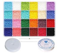 Bala&Fillic Taille Presque Uniforme Perles de Rocailles en Verre avec Aiguilles, 24 Couleurs Environ 8640pcs dans la Boîte Taille 3mm Perles de Rocailles Rondes pour la Fabrication de Bijoux