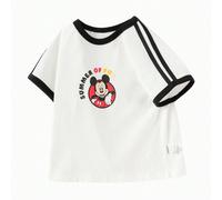 Balabala T-shirts à manches courtes pour bébés filles Disney, Tee-shirts pour bébés filles pour l'été 2025 9-12M,18-24M,3-4 ans,5 ans,7 ansCartoon,Géométrique,LettresMélange coton
