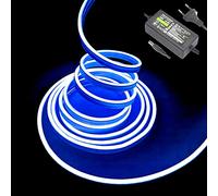 Balabaxer Barre lumineuse LED néon, 5 m 12 V DC 600 SMD2835 LED étanche pour décoration intérieure et extérieure (avec adaptateur secteur) (5M, blue)