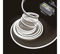Balabaxer Barre lumineuse LED néon, 5 m 12 V DC 600 SMD2835 LED étanche pour décoration intérieure et extérieure (avec adaptateur secteur) (5M, white)