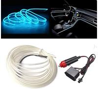 Balabaxer El Wire Bande lumineuse LED pour intérieur de voiture Bleu glacier 3 m Fil néon 12 V avec protection fusible pour décoration intérieure de voiture avec bord de couture de 6 mm