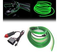 Balabaxer El Wire Bande lumineuse LED verte pour intérieur de voiture 3 m Fil néon 12 V avec protection fusible pour décoration intérieure de voiture avec bord de couture de 6 mm
