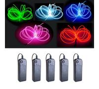 Balabaxer Lot de 5 néons électroluminescents portables de 2,7 m avec batterie pour fêtes, Halloween, décoration à faire soi-même (vert, bleu, rouge, blanc, rose)