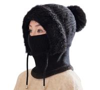 Balaclava Cagoule d'hiver 3 en 1 pour homme et femme - Bonnet d'hiver chaud tricoté en polaire - Doublure polaire - Masque facial coupe-vent - Bonnet à capuche - Bonnet écharpe écharpe écharpe tube en