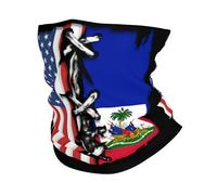 Balaclava Drapeau Américain Haïtien Décoration Faciale Durable Cache Cou Anti-Solaire Couvre-Chef pour Randonnée Homme Femme Course À Pied 25X50CM