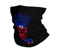 Balaclava Drapeau Haïtien du Roi Crâne Écharpe Respirant Couvre-Chef Durable Cache Cou pour Cyclisme Randonnée Homme Femme 25X50CM