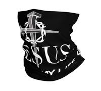 Balaclava Jésus-Christ Béni A Sauvé Ma Vie Blanche Cache Cou Durable Décoration Faciale Multi-Usage Couvre-Chef pour Cyclisme Randonnée Jogging 25X50CM