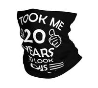 Balaclava Joyeux 20E Anniversaire Cache Cou Multifonction Écharpe Anti-Solaire Décoration Faciale pour Homme Femme Course À Pied Randonnée 25X50CM