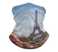 Balaclava Paris Eiffel Tower with Flowers Cache Cou Durable Couvre-Chef Respirant Écharpe pour Cyclisme Randonnée Jogging 25X50CM