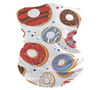 Balaclava Patriotic Donuts American Flag Stars Écharpe Anti-UV Cache Cou Multifonction Couvre-Chef pour Jogging Randonnée Homme Femme 25X50CM