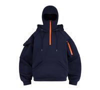 Balaclava Sweat à capuche ninja pour homme avec masque facial, cagoule, fermeture éclair complète, surdimensionné, masque Y2K, veste d'hiver, sweat-shirt et poche, veste chaude de transition, veste