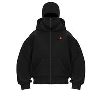 Balaclava Sweat à capuche pour homme avec cagoule, fermeture éclair complète, anti-social, masque facial, veste surdimensionnée, double capuche, sweat-shirt d'hiver chaud, coupe-vent, streetwear