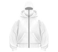 Balaclava Sweat à capuche pour homme avec cagoule, fermeture éclair complète, anti-social, masque facial, veste surdimensionnée, double capuche, sweat-shirt d'hiver chaud, coupe-vent, streetwear