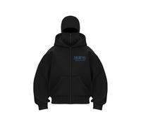 Balaclava Sweat à capuche zippé ninja pour homme avec cagoule Veste surdimensionnée avec double capuche Y2K Sweat à capuche en polaire coupe-vent Veste mi-saison Hiver Moteur Vélo Veste masque