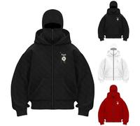 Balaclava Zip Hoodie Cagoule Sweat à capuche Y2K Sweat-shirt chaud zippé avec fermeture éclair et poche Sweat décontracté pour hommes Automne Hiver Extérieur Ninja Pull Masque Veste Hommes Veste à