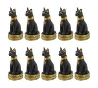 Balacoo 10 Pièces Figurine Miniature en Résine D'égypte Représentant Un Chat Élégant, Ornement de Jardin Noir Solide pour Décoration Intérieure ou Bureau