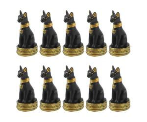 Balacoo 10 Pièces Figurine Miniature en Résine D'égypte Représentant Un Chat Élégant, Ornement de Jardin Noir Solide pour Décoration Intérieure ou Bureau